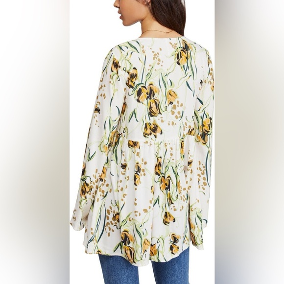 NWOT Free People Bella Print Tunic Bohemian Floral Flowy Top Size Small - Picture 2 of 7
